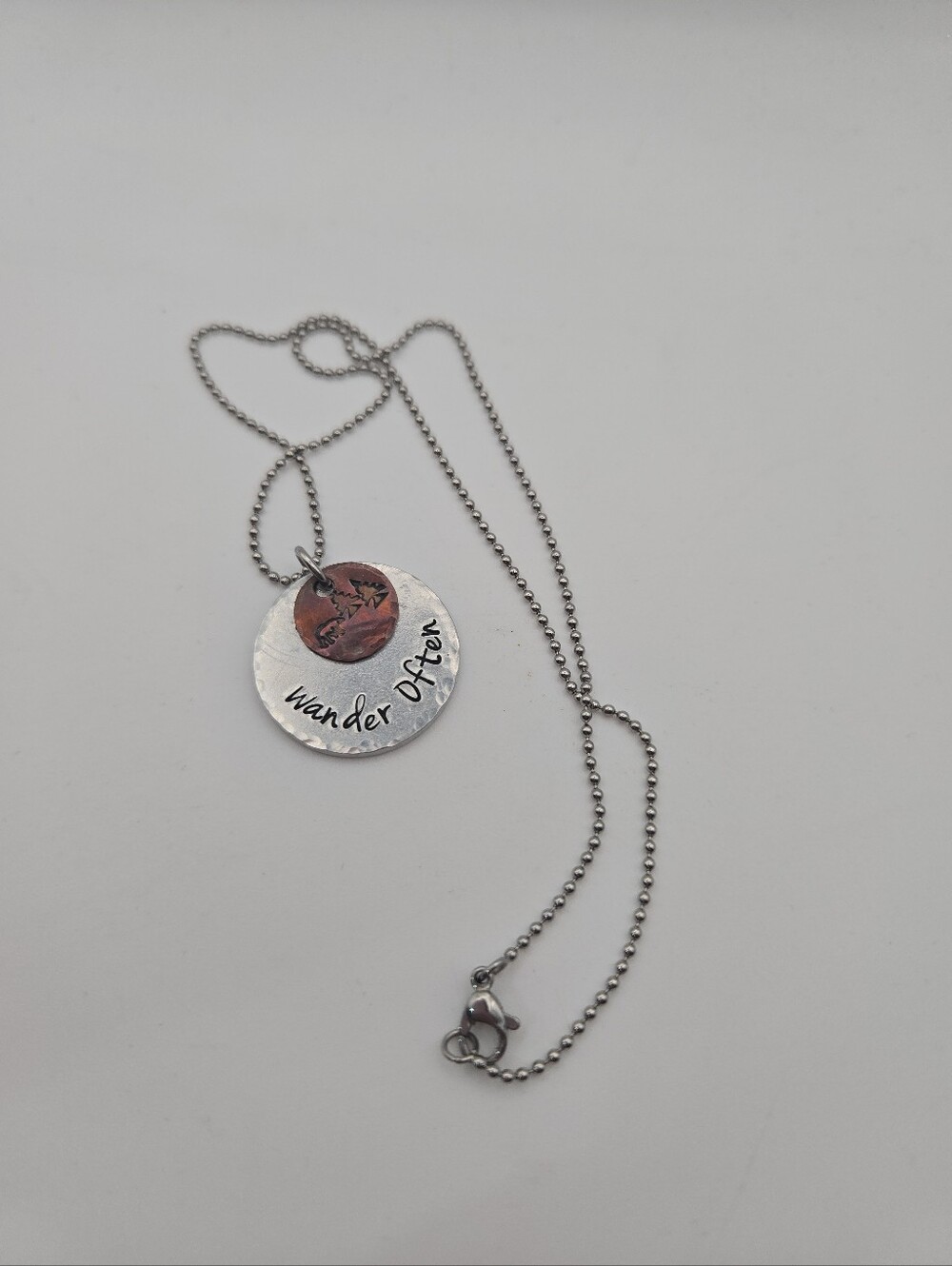 Wander Often Necklace Bear Mountain Trees Aluminum Copper Pendant